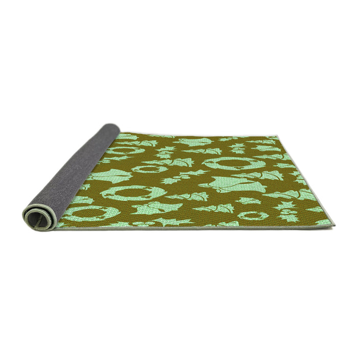 Thickness of Patterned Dark Yellow Green Rug, pat278grn