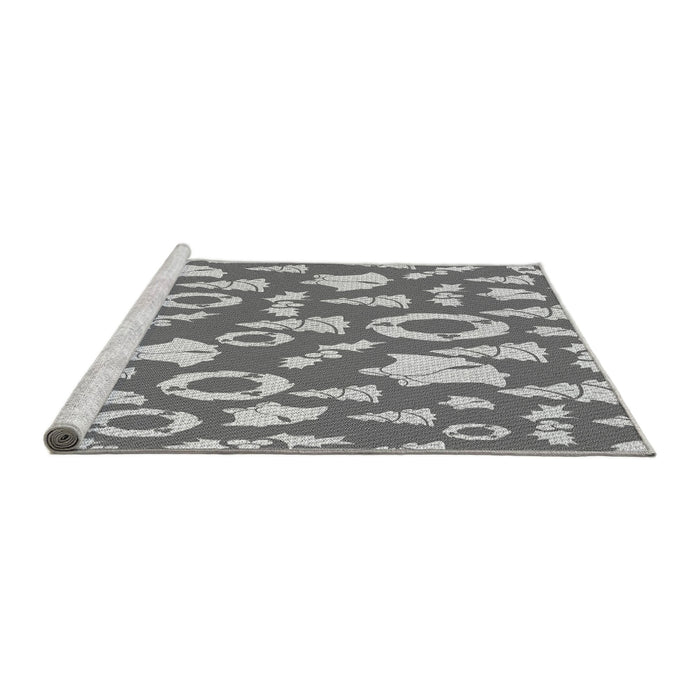 Sideview of Machine Washable Transitional Ash Gray Rug, wshpat278gry