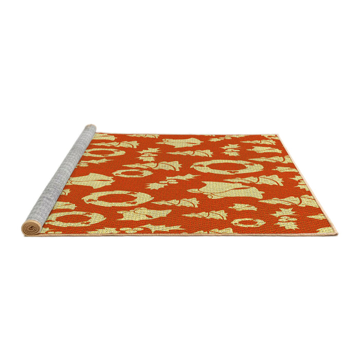 Square Machine Washable Transitional Orange Rug, wshpat278yw
