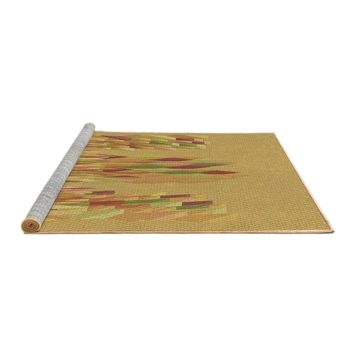 Sideview of Machine Washable Transitional Deep Yellow Rug, wshpat2780brn
