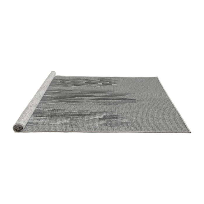 Sideview of Machine Washable Transitional Silver Gray Rug, wshpat2780gry