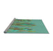 Sideview of Machine Washable Transitional Turquoise Green Rug, wshpat2780lblu