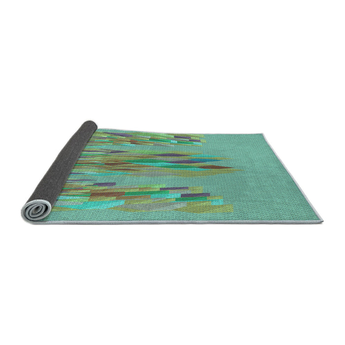Thickness of Patterned Turquoise Green Rug, pat2780lblu