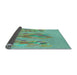 Thickness of Patterned Turquoise Green Rug, pat2780lblu