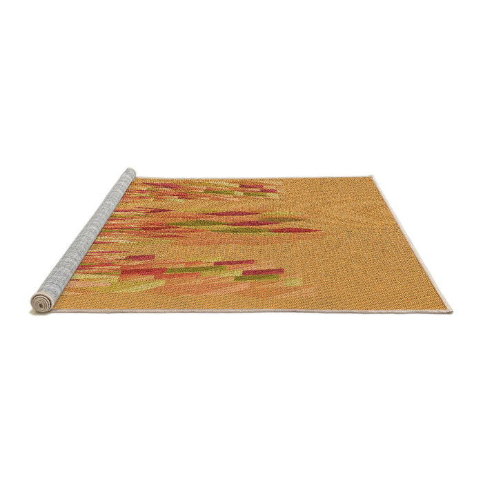 Sideview of Machine Washable Transitional Neon Orange Rug, wshpat2780org