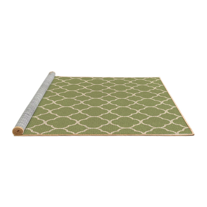 Sideview of Machine Washable Transitional Ginger Brown Green Rug, wshpat2781brn