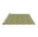 Sideview of Machine Washable Transitional Ginger Brown Green Rug, wshpat2781brn