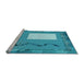 Sideview of Machine Washable Transitional Bright Turquoise Blue Rug, wshpat2783lblu