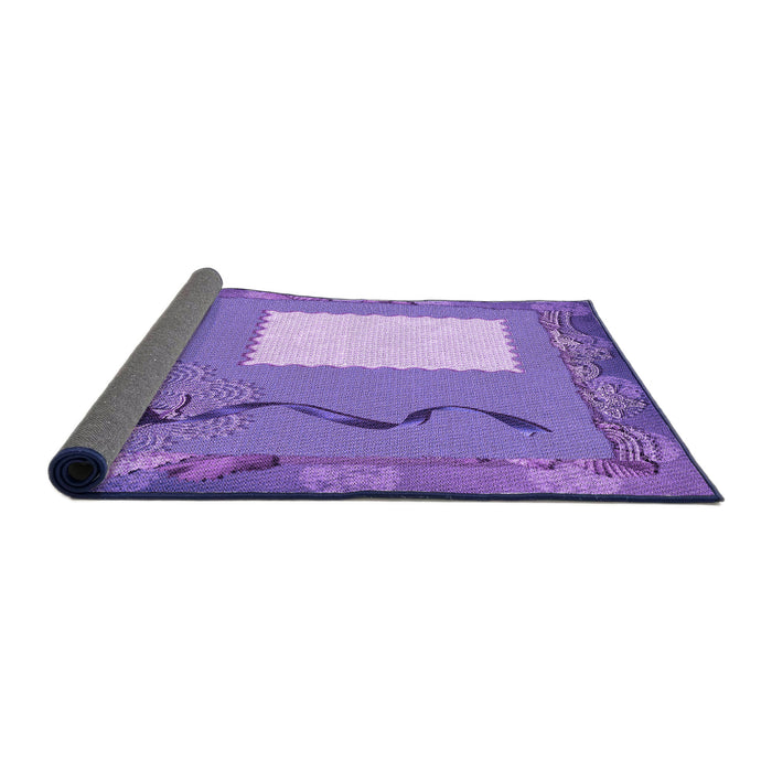 Thickness of Patterned Bright Lilac Purple Rug, pat2783pur
