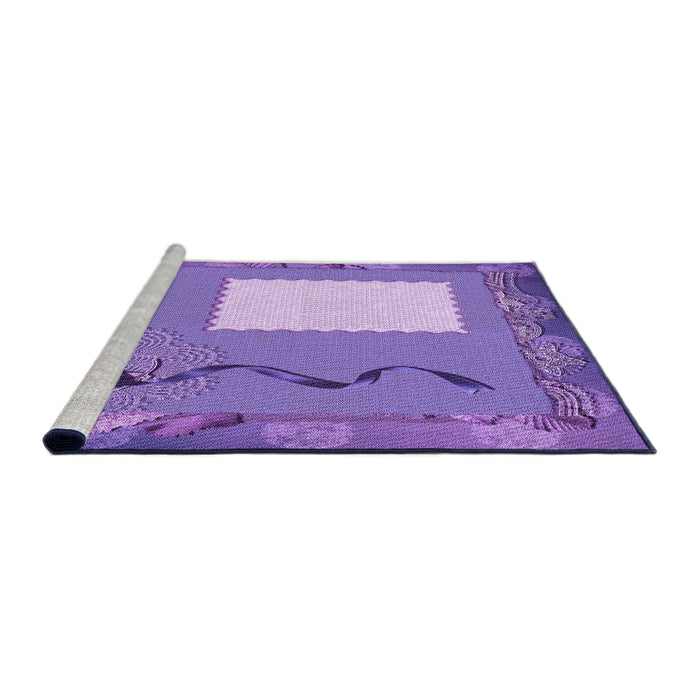 Sideview of Machine Washable Transitional Bright Lilac Purple Rug, wshpat2783pur