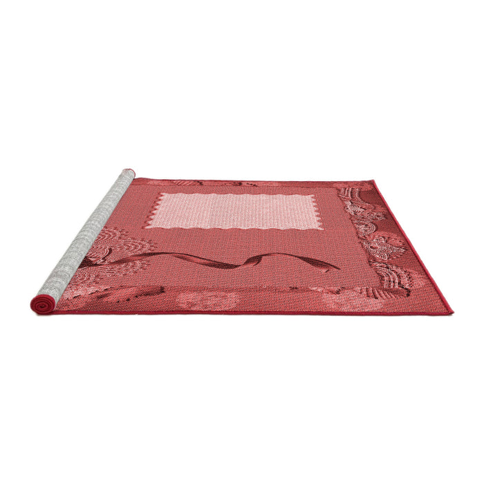 Sideview of Machine Washable Transitional Red Rug, wshpat2783rd