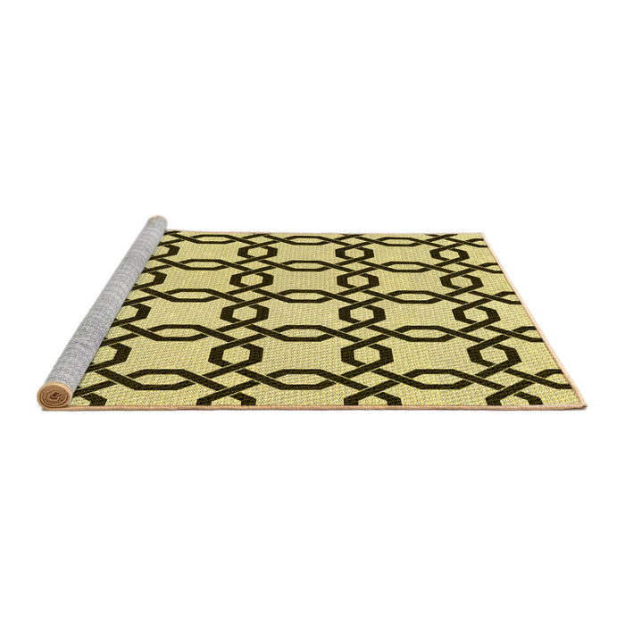 Sideview of Machine Washable Transitional Mustard Yellow Rug, wshpat2784yw