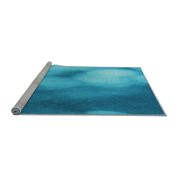 Sideview of Machine Washable Transitional Blue Rug, wshpat2785lblu