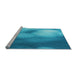 Sideview of Machine Washable Transitional Blue Rug, wshpat2785lblu