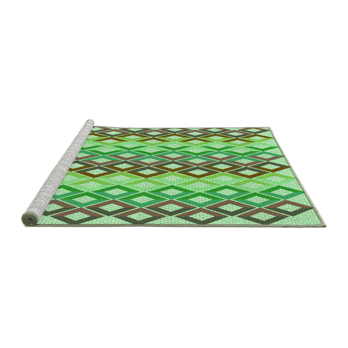 Sideview of Machine Washable Transitional Olive Green Rug, wshpat2787grn