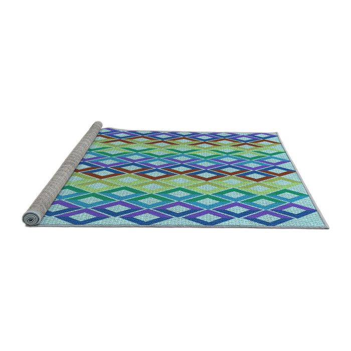 Sideview of Machine Washable Transitional Steel Blue Rug, wshpat2787lblu