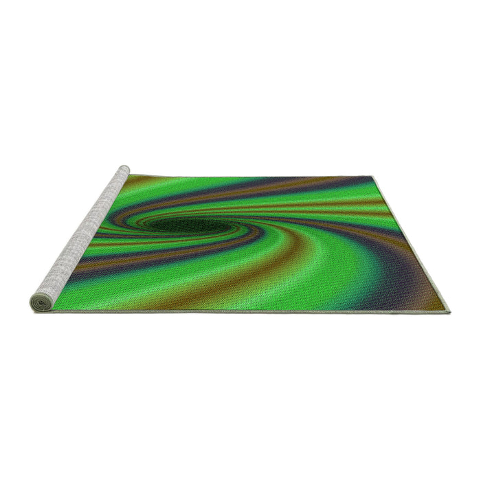 Sideview of Machine Washable Transitional Lime Green Rug, wshpat2789grn