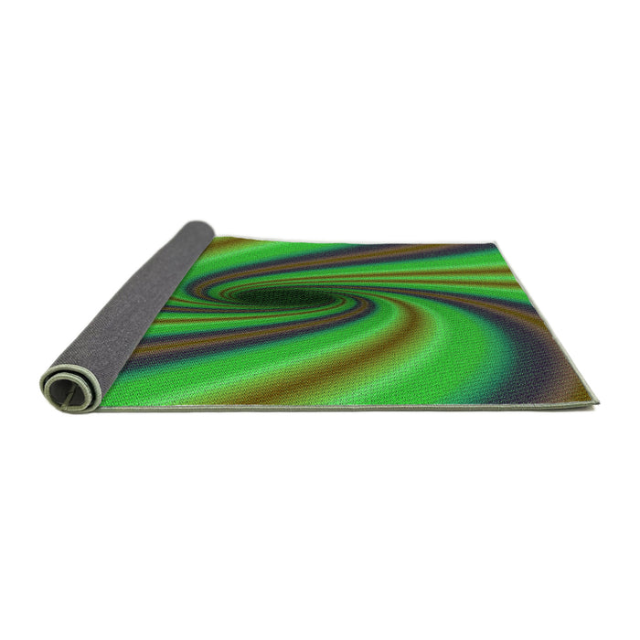 Thickness of Patterned Lime Green Rug, pat2789grn