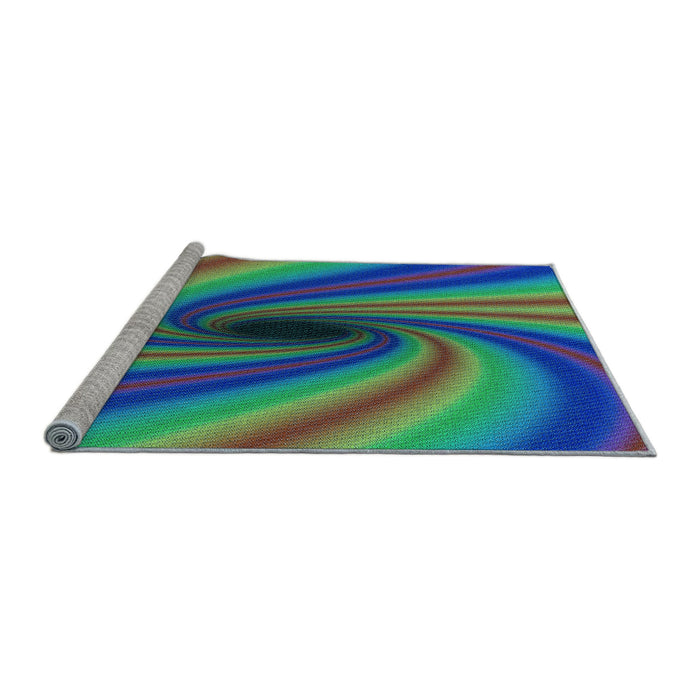 Sideview of Machine Washable Transitional Deep Periwinkle Purple Rug, wshpat2789lblu