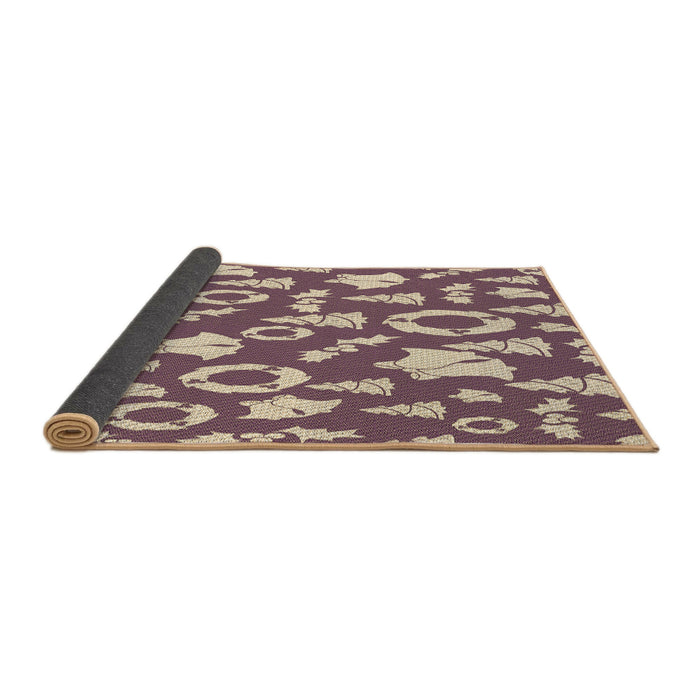 Thickness of Patterned Dark Raspberry Purple Rug, pat279brn