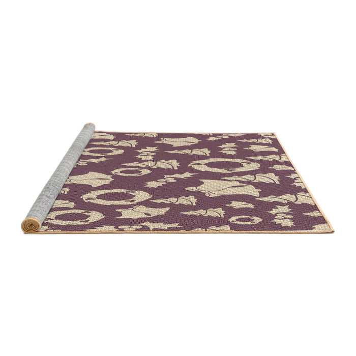 Sideview of Machine Washable Transitional Dark Raspberry Purple Rug, wshpat279brn