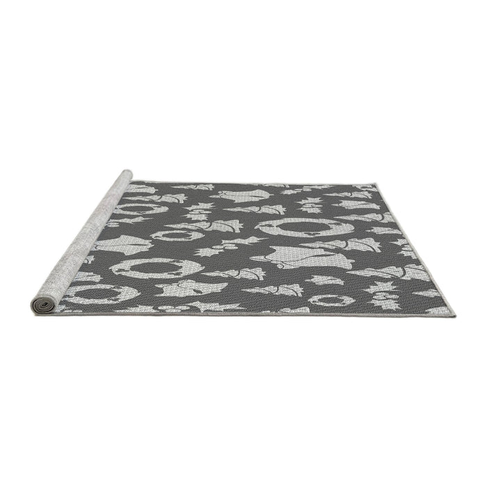 Sideview of Machine Washable Transitional Silver Gray Rug, wshpat279gry