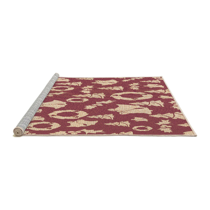 Sideview of Machine Washable Transitional Crimson Red Rug, wshpat279org