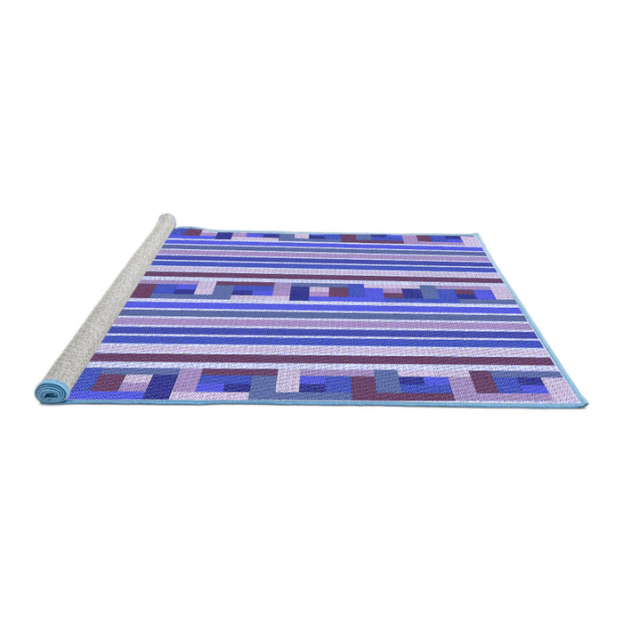Sideview of Machine Washable Transitional Blue Rug, wshpat2791blu