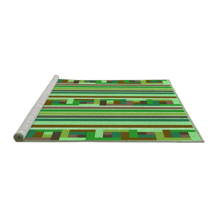 Sideview of Machine Washable Transitional Fern Green Rug, wshpat2791grn