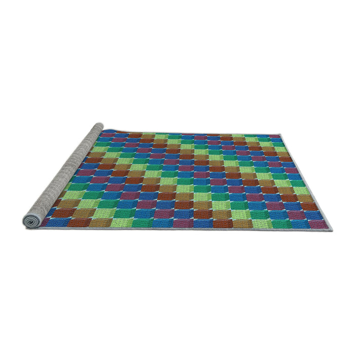 Sideview of Machine Washable Transitional Mint Green Rug, wshpat2792lblu