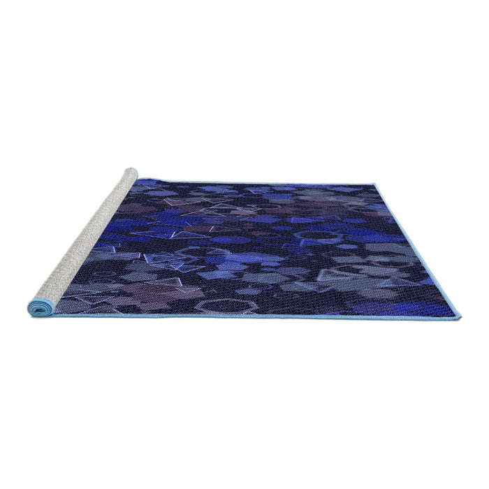 Sideview of Machine Washable Transitional Night Blue Rug, wshpat2793blu