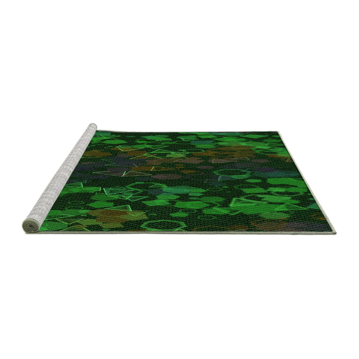 Sideview of Machine Washable Transitional Green Rug, wshpat2793grn