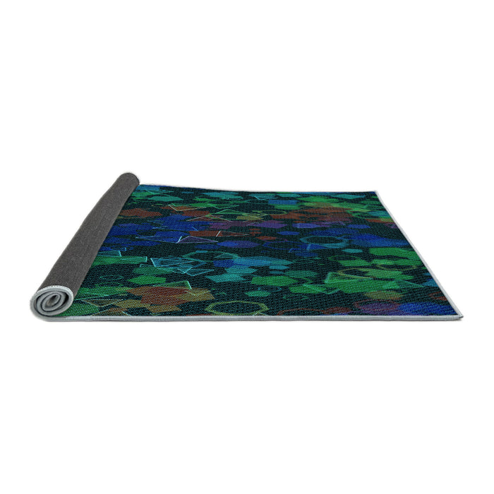 Thickness of Patterned Teal Green Rug, pat2793lblu