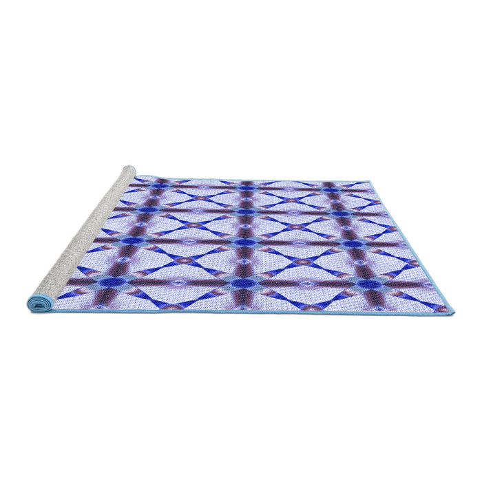 Sideview of Machine Washable Transitional Slate Blue Rug, wshpat2794blu