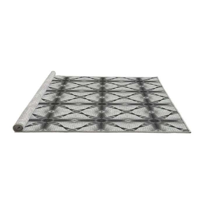 Sideview of Machine Washable Transitional Platinum Silver Gray Rug, wshpat2794gry