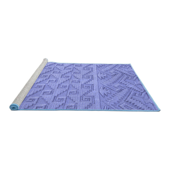 Sideview of Machine Washable Transitional Denim Blue Rug, wshpat2797blu