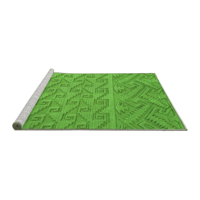Sideview of Machine Washable Transitional Dark Lime Green Rug, wshpat2797grn