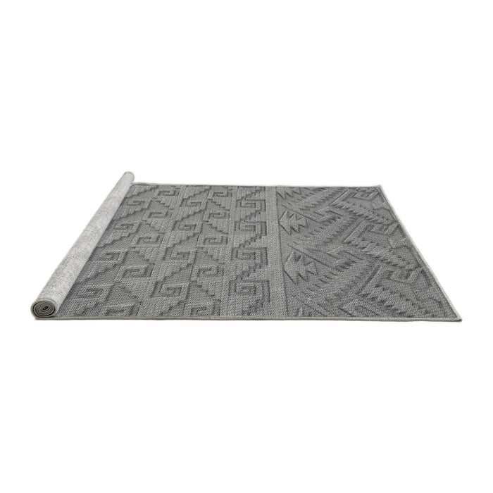 Sideview of Machine Washable Transitional Smokey Gray Rug, wshpat2797gry