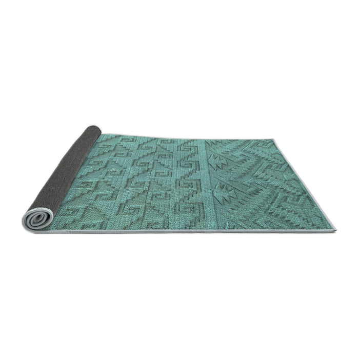 Thickness of Patterned Sea Green Rug, pat2797lblu