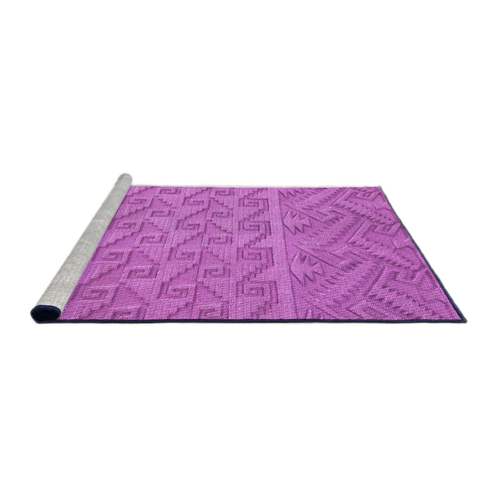 Sideview of Machine Washable Transitional Bright Neon Pink Purple Rug, wshpat2797pur