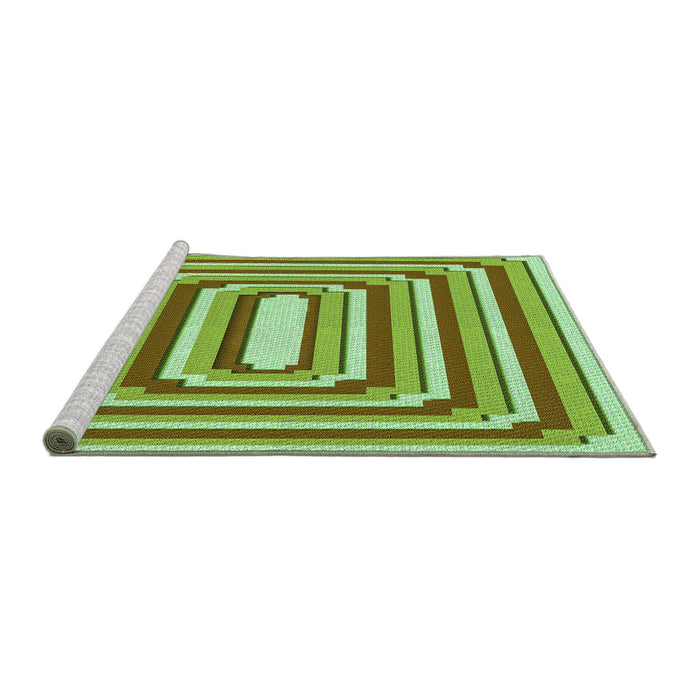 Sideview of Machine Washable Transitional Olive Green Rug, wshpat2799grn