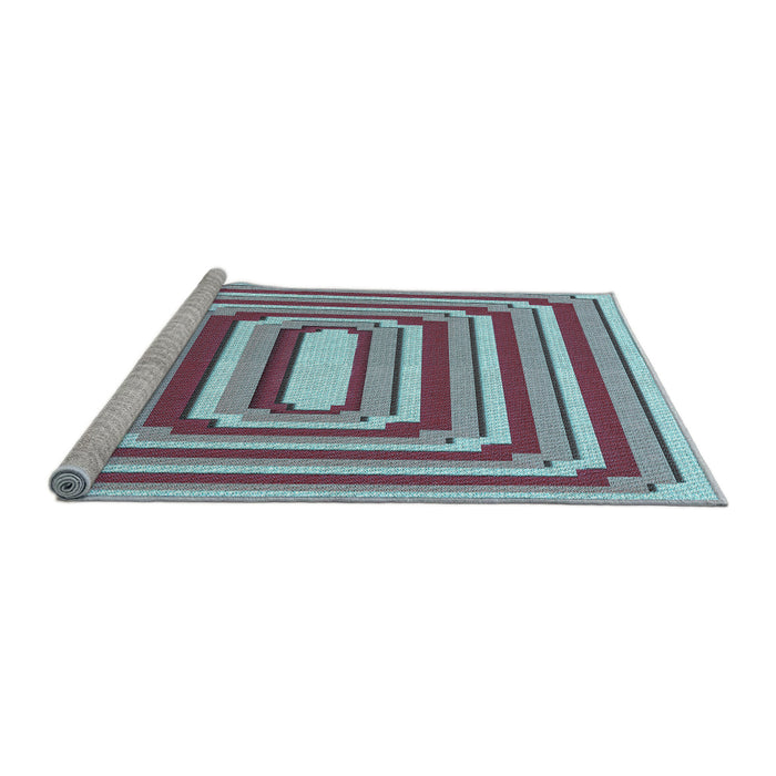 Sideview of Machine Washable Transitional Blue Rug, wshpat2799lblu