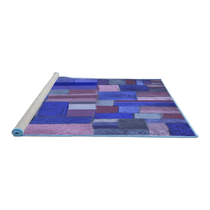 Sideview of Machine Washable Transitional Medium Slate Blue Rug, wshpat28blu