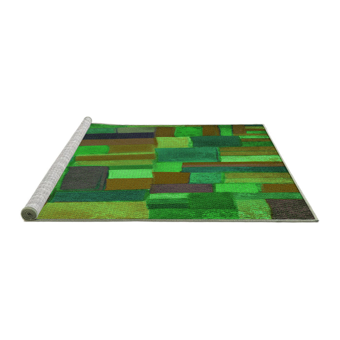 Sideview of Machine Washable Transitional Army Green Rug, wshpat28grn