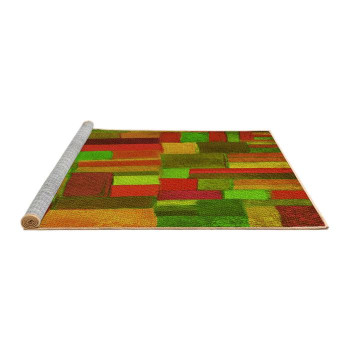 Sideview of Machine Washable Transitional Dark Yellow Green Rug, wshpat28yw