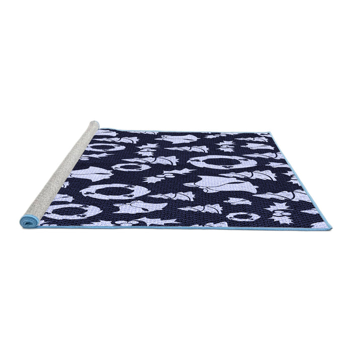 Sideview of Machine Washable Transitional Night Blue Rug, wshpat280blu