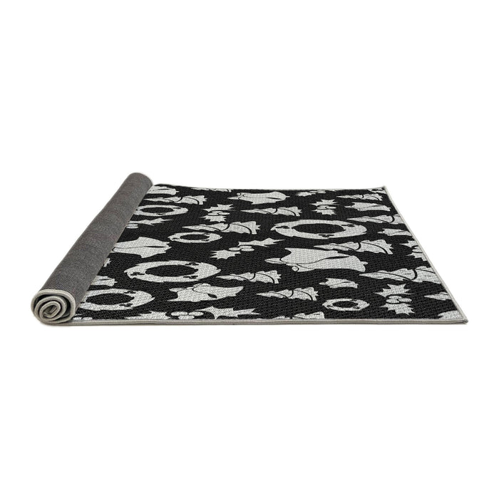 Thickness of Patterned Black Rug, pat280gry
