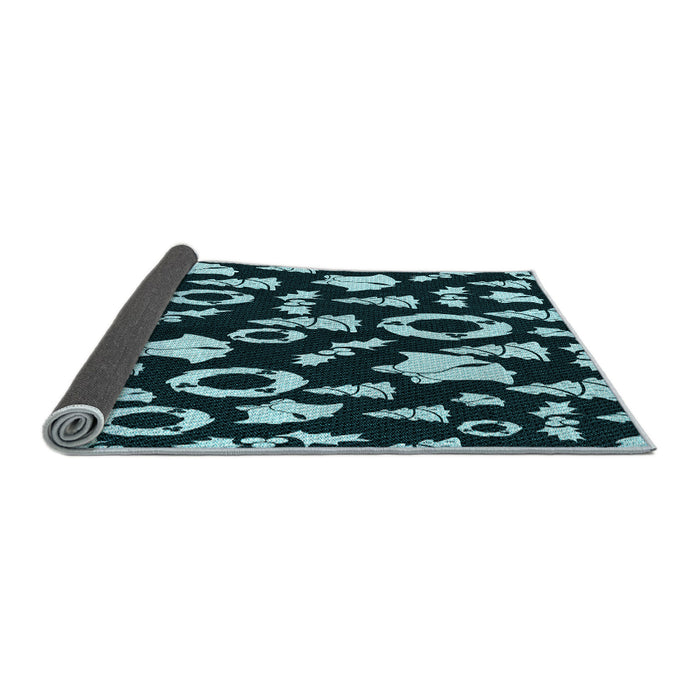 Thickness of Patterned Deep Teal Green Rug, pat280lblu