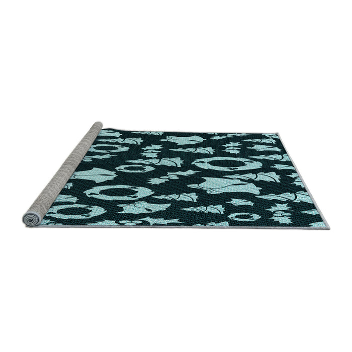Sideview of Machine Washable Transitional Deep Teal Green Rug, wshpat280lblu