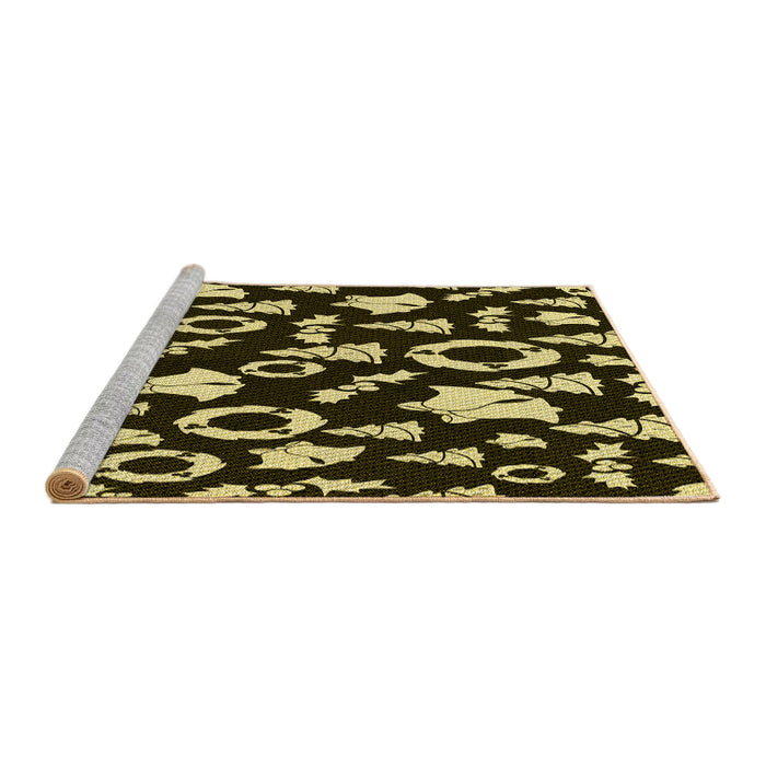 Sideview of Machine Washable Transitional Metallic Gold Rug, wshpat280yw